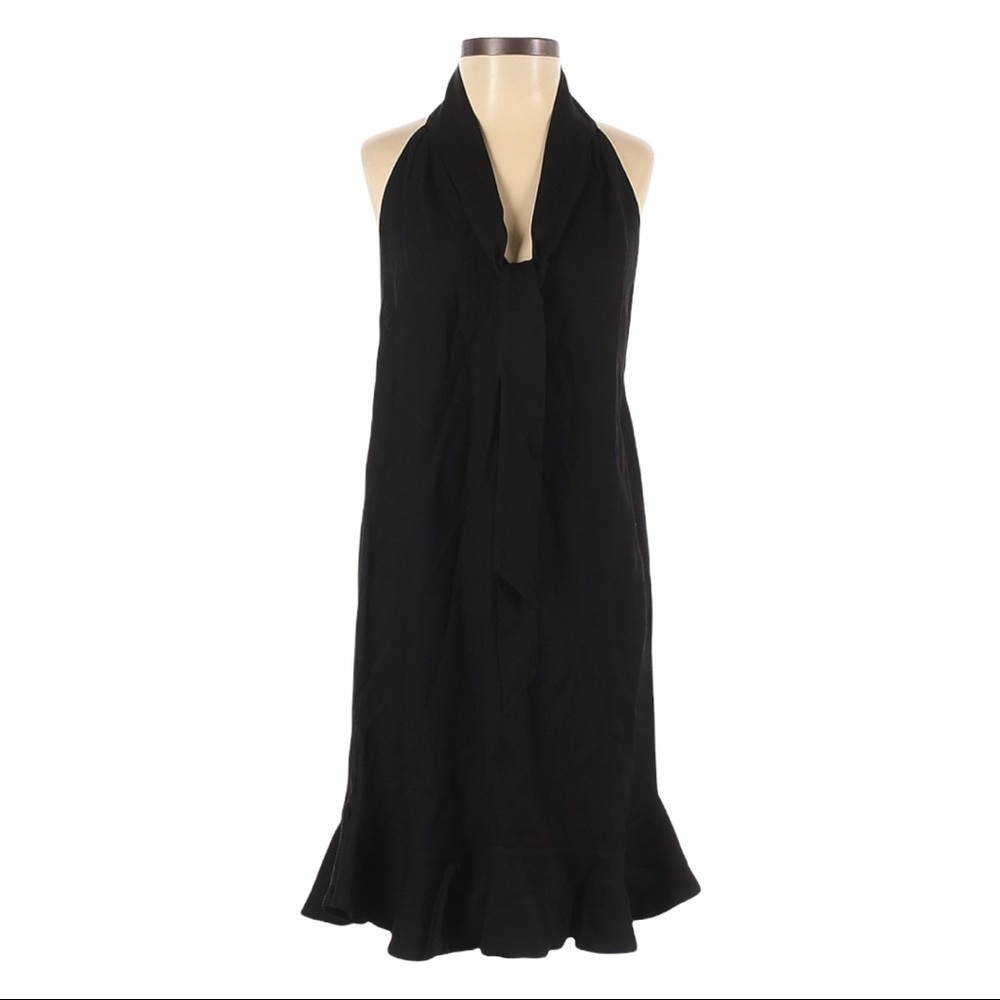 Tufi Duek Little Black Dress US 6 Sleeveless Ruffle V-Neck Mini Cocktail Prom